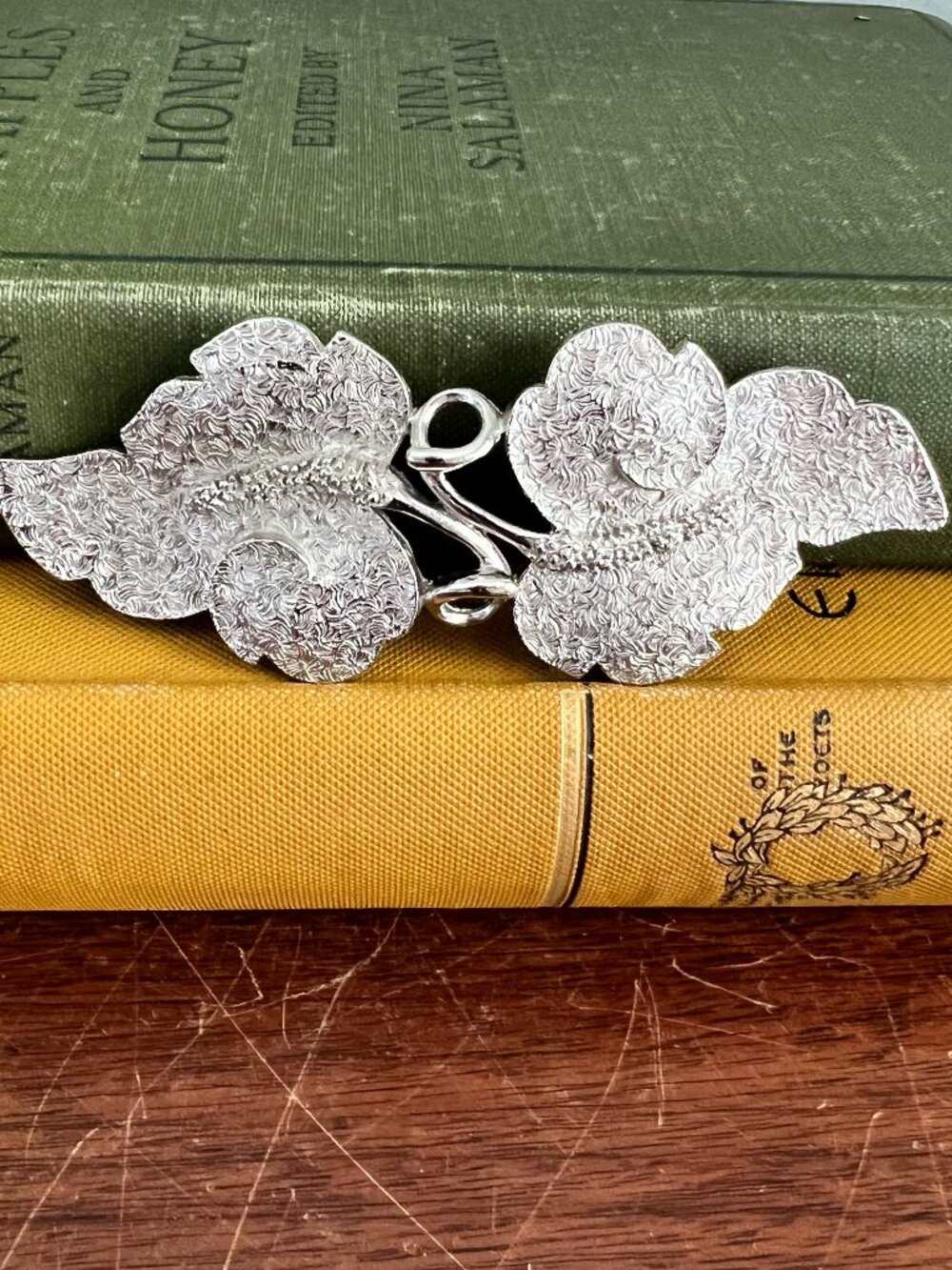Vintage Silver Tone Floral Belt Buckle | Sculptural Mod 60s 70s Statement Access